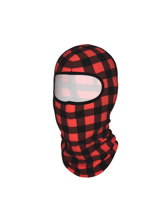 Sun Protection Full Head Face Mask Red Black Buffalo Check Plaid Pattern Balaclava Ski Mask For Men Women Skiing Cycling