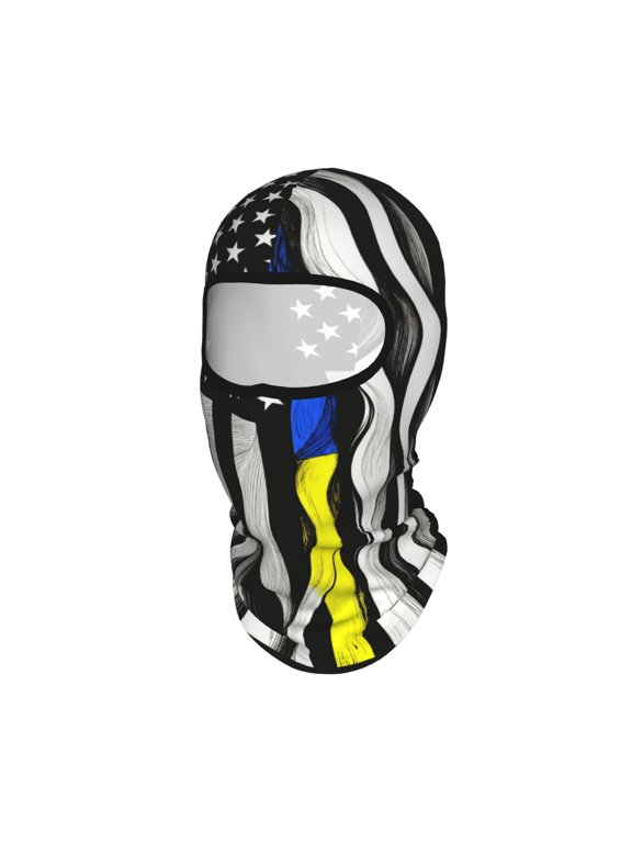 Sun Protection Full Head Face Mask Thin Blue Gold Line Flag Balaclava Ski Mask For Men Women Skiing Cycling