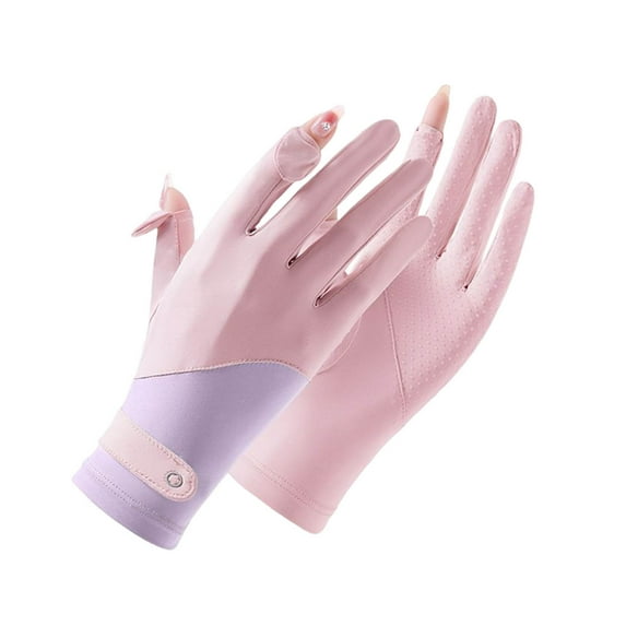 Sun Protection Gloves, Women's Cycling Gloves, Breathable Full Finger Driving Gloves with touch Screen, UV Blocking, Adjustable Wrist, Non-slip Grip, Outdoor Sports Accessories
