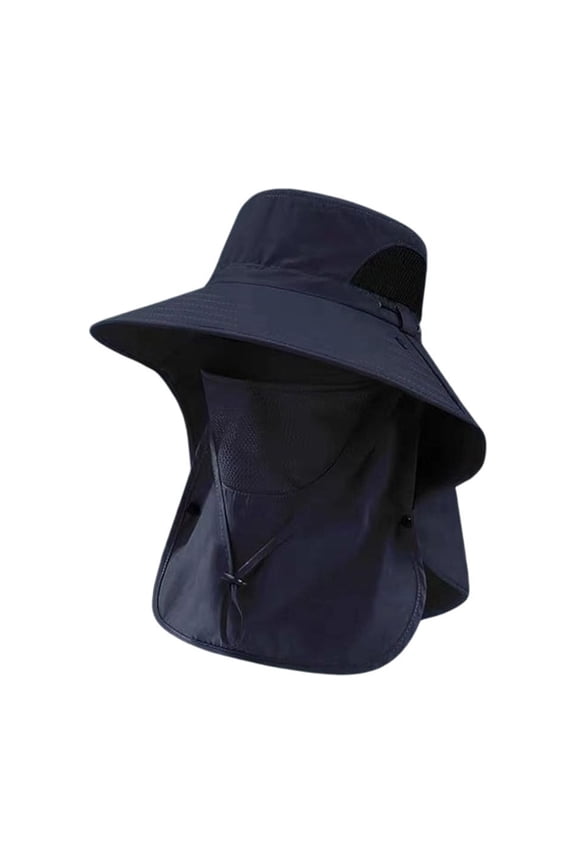 Sun Protection Hat, Breathable Outdoor Boonie Hat, Removable Face Neck Flap Mesh Cap, Lightweight Waterproof Tear-Resistant Wide Brim Adjustable Chin Strap for Hiking Fishing Camping Gardening