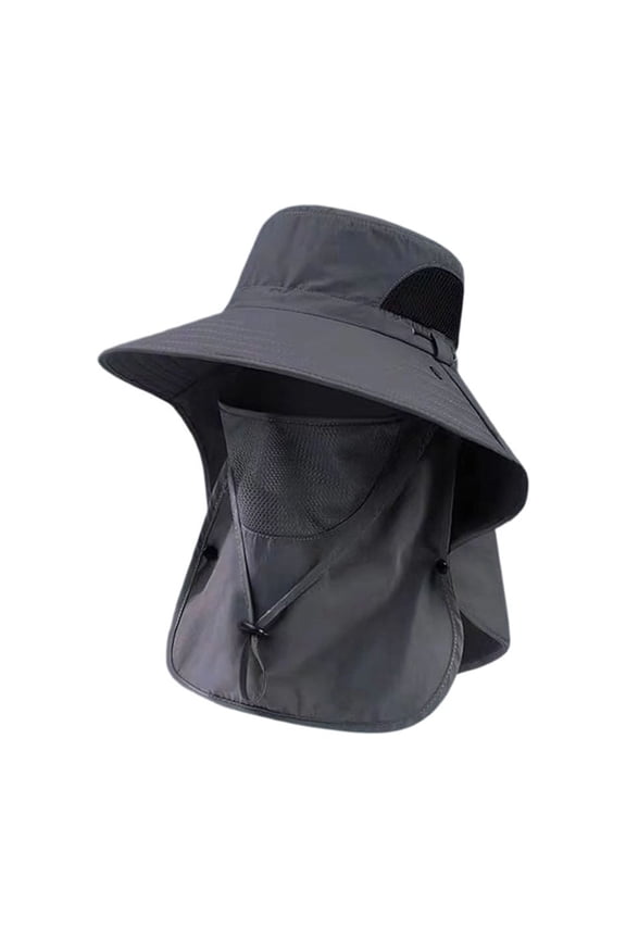 Sun Protection Hat, Breathable Outdoor Boonie Hat, Removable Face Neck Flap Mesh Cap, Lightweight Waterproof Tear-Resistant Wide Brim Adjustable Chin Strap for Hiking Fishing Camping Gardening