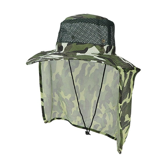 Sun Protection Hat Wide Brim Hat with Neck Flap Beach Hat Windproof Breathable Sun Hat for Men Adjustable Mesh Hat Hiking Fishing Hat , B B