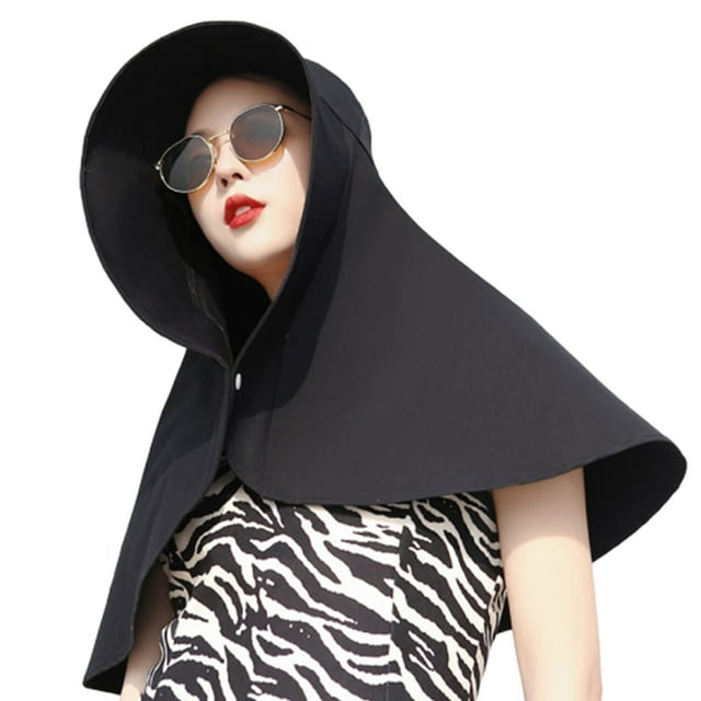 Sun Protection Hat with Large Brim Solid Color Friendly to Skin Quick-Drying Moisture-Wicking Fabric Breathable Cooling Hoodie Hat