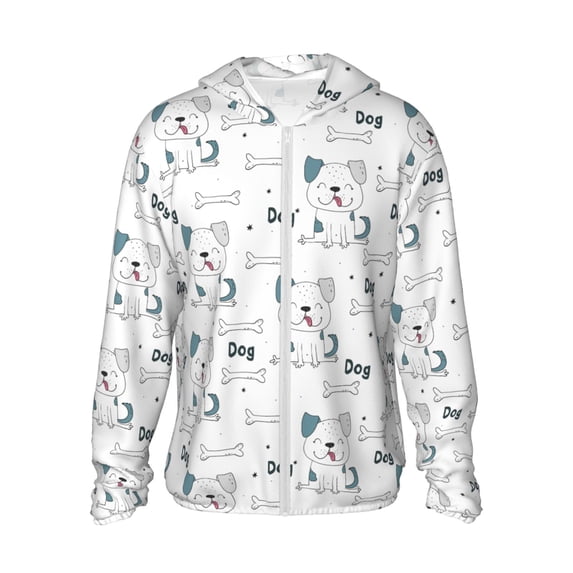 Sun Protection Hoodie Jacket, Cute Dog Cartoon Sun Shirts For Men Women Long Sleeve With Pocket Hiking Outdoor