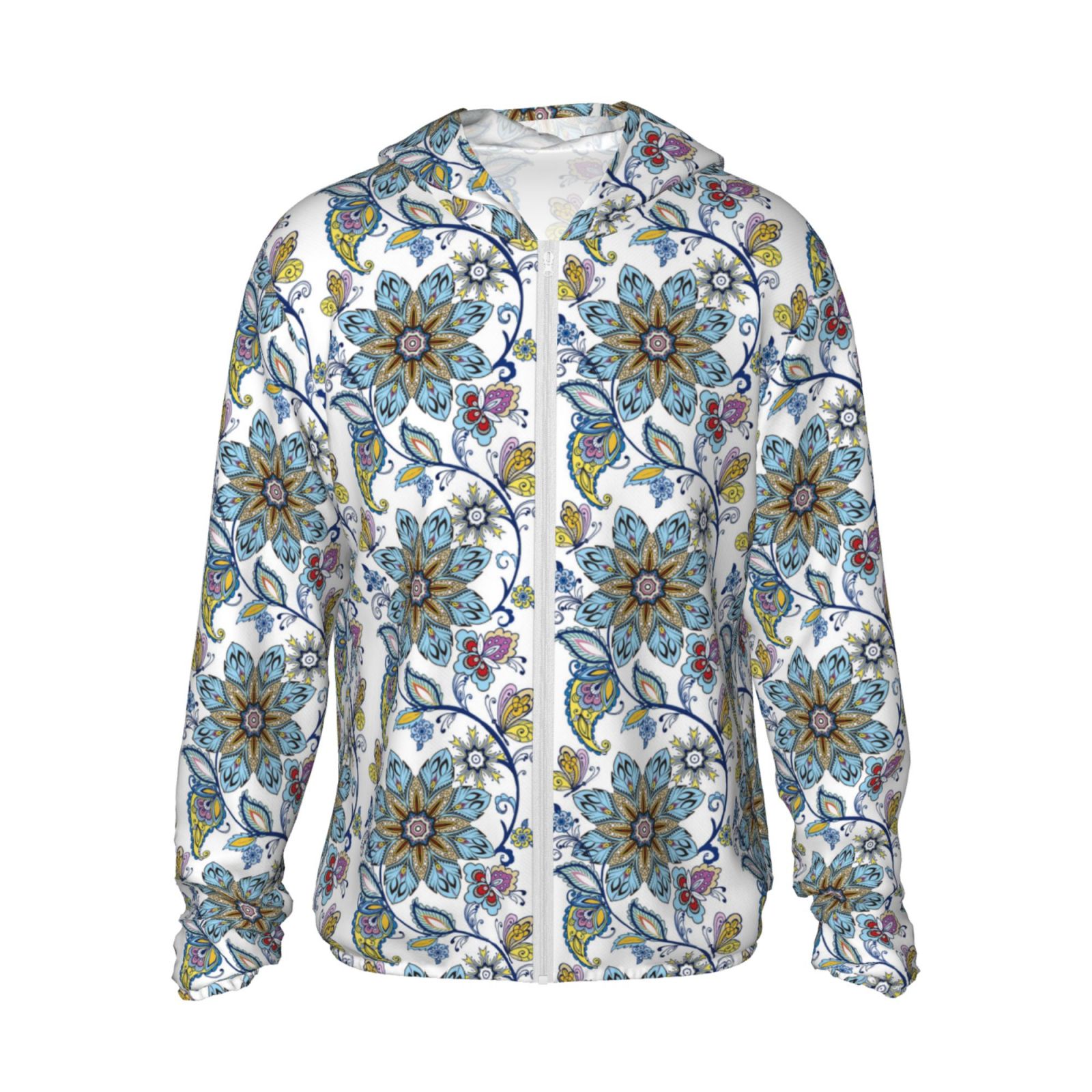 Sun Protection Hoodie Jacket, Flowers And Butterflies Sun Shirts For ...