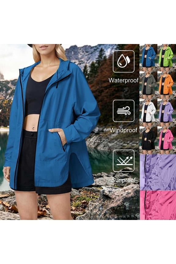 Sun Protection Hoodie Jackets For Womens Liweisiy Side Split Zip Up Windbreaker Waterproof Coat Outdoor Camping Hiking Sweatshirts Purple M