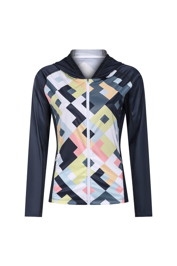 Sun Protection Hoodie Jackets Long Sleeve UPF 50 Rash Guard,Summer Sun Protective Shirts For Women Outdoor Workout Tops Black Tops M