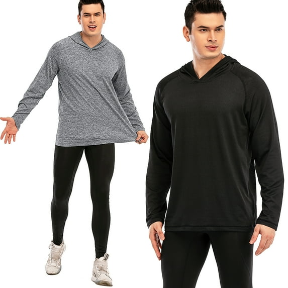 Sun Protection Hoodie Long Sleeve Shirts with Hood, Lightweight Quick Dry For Fishing Running Hiking for Men