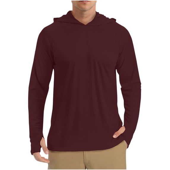 Sun Protection Hoodie for Mens Summer UPF 50+ Long Sleeve Shirts Rash Guard Uv Spf T-Shirts Quick Dry Athletic Stretch Blouses Lounge Breathable Tops Going Out Fishing Golf Gym Clothes