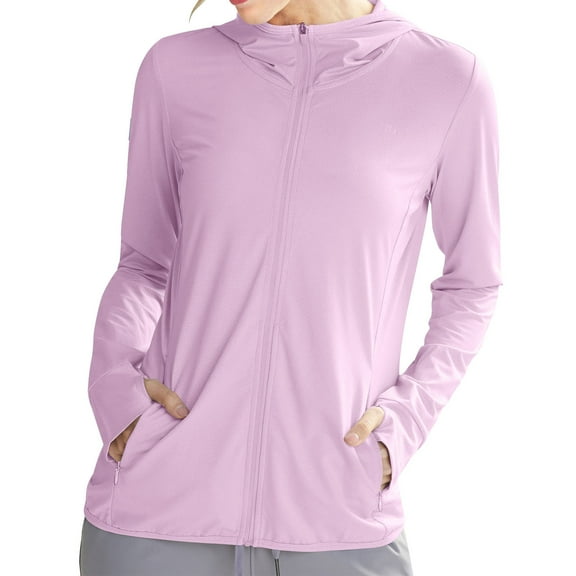 Sun Protection Hoodie for Womens Summer Front Zipper UPF 50  Long Sleeve UV Spf Tee Shirts with Pockets Rash Guard Sun-Protective Clothing Quick Dry Athletic Stretch Shirts with Thumb Holes