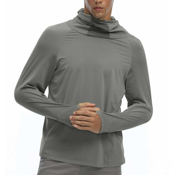 Sun Protection Hoodies for Men & Women Pullover Long Sleeve UV Shirts Unisex Couples Lightweight Solid Stretchy Slim Fishing Tops with Mask