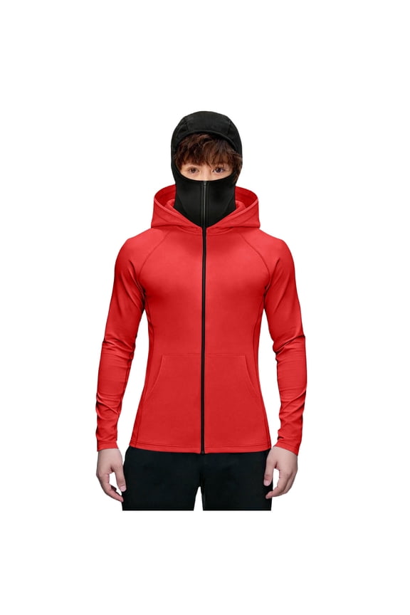 Sun Protection Jacket for Kids Lightweight Long Sleeve Hooded Jacket with Mask Casual Sports Coat with Pockets Summer Outerwear for Kids 5-15Y