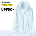 thumbnail image 1 of Sun Protection Jacket for Women Hooded Mesh Breathable Full Zip Loose Fit Quick Dry Lightweight Windproof Coat for Cycling Beach Travel Light Blue L, 1 of 3