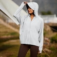thumbnail image 1 of Sun Protection Jacket for Women UPF 50+ Hooded Full Zip Long Sleeve Performance Thumb Holes Lightweight Breathable Athletic Outdoor Active Top, 1 of 9