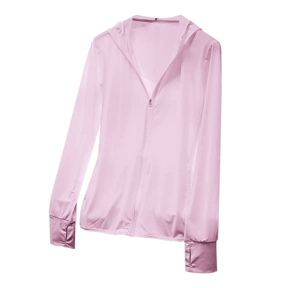 Sun Protection Jackets for Men Plus Size Full Zip Long Sleeve Hooded Big & Tall Coat for Men Outdoor Lightweight Fishing Hiking Jackets with Pockets Pink M