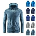 thumbnail image 1 of Sun Protection Jackets for Mens Big and Tall Hooded Long Sleeve Lightweight Windbreaker Summer Casual Outdoor Hiking Sweatshirt with Pockets Gifts for Men Dark Blue XL, 1 of 6