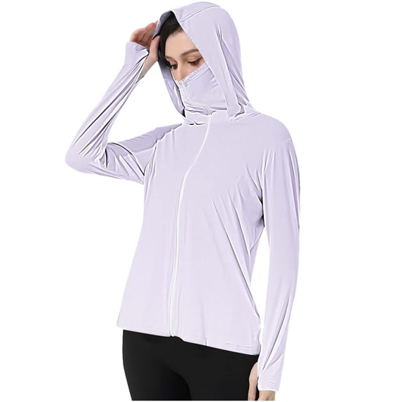 Sun Protection Long Sleeve Hoodie,Upf 50+ Tee Shirts Uv Rash Guard Swim Shirt With Mask Workout Hiking Running Athletic Tops Slim Fit Quick Dry Tunics Tops T-Shirts