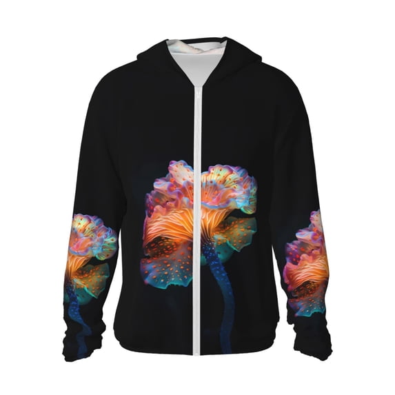 Sun Protection Shirts for Men/Women, Bioluminescent Underwater Flower Long Sleeve Fishing Outdoor Shirts, Sun Hoodie Jacket