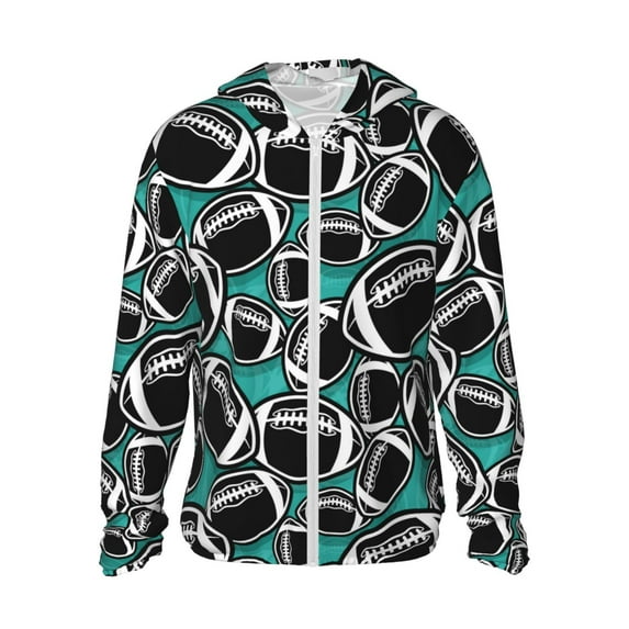 Sun Protection Shirts for Men/Women, black American football Rugby green Long Sleeve Fishing Outdoor Shirts, Sun Hoodie Jacket