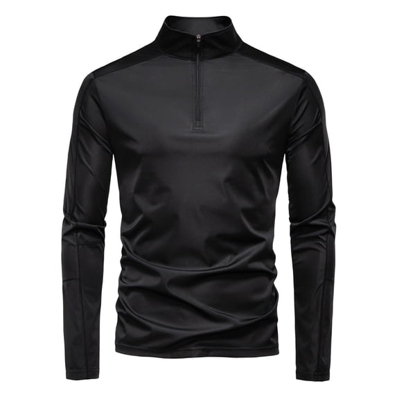 Sun Protection Shirts for Men with Zipper Mock Neck Long Sleeve UPF 100+ UV Shirt Mens Casual Solid Color Pullover Stretchy Slim Hiking Tops