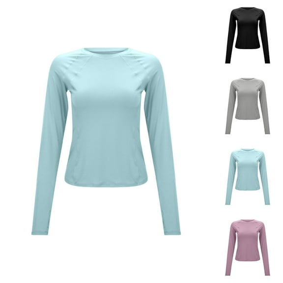 Sun Protection Shirts for Women 2025 Long Sleeve Tight Lightweight Breathable Yoga Workout Running Shirts for Women