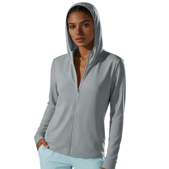 Sun Protection Shirts for Women Jackets Hoodies Lightweight Quick Dry Zip Up Jacket with Pockets Dark Gray XL