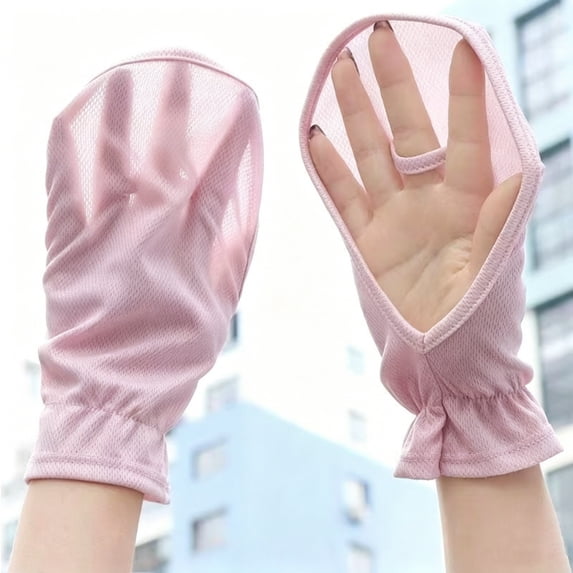 Sun Protection Sleeves with Hand Covers, Convertible Fingerless Ice Silk Arm Sleeves with Elastic Wrist Band, Breathable UV Guard Hand Covers for Driving Cycling Walking Outdoor Sports Lightweight