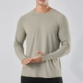 thumbnail image 1 of Sun Protection T Shirts for Men with Thumb-Hole Long Sleeve Crewneck T-Shirts Stretchy Slim-Fit Pullover Casual Solid Breathable Hiking Tops, 1 of 7
