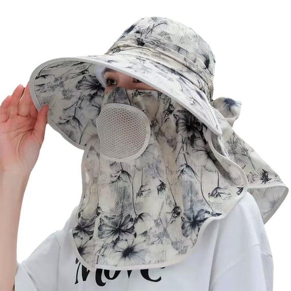 Sun Protection Tea Picking Hat with UV Face Mask - Foldable & Lightweight for Summer Essentials