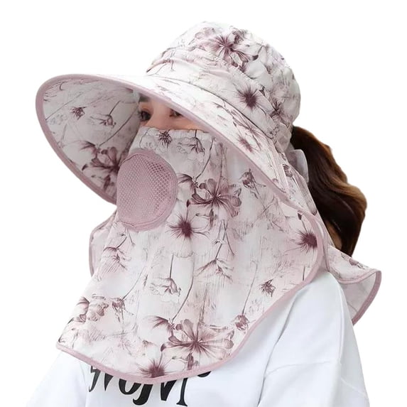 Sun Protection Tea Picking Hat with UV Face Mask - Foldable & Lightweight for Summer Essentials