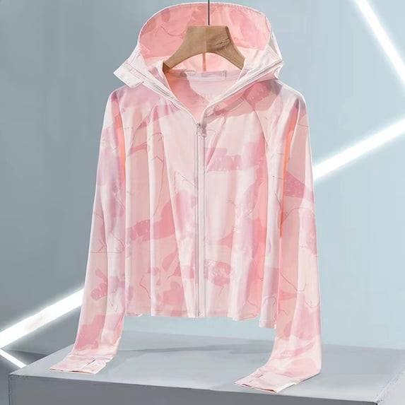 Sun Protection Women Ice Silk Jacket Hooded Coat Summer Breathable Solid Color