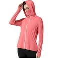 thumbnail image 1 of Sun Protection Women JacketsPlus Size Long Sleeve Hooded Lightweight Athletic Jackets Full Zip Hooded Long Sleeve Coats Summer Hiking Workout Sportwear with Pockets Pink S, 1 of 8