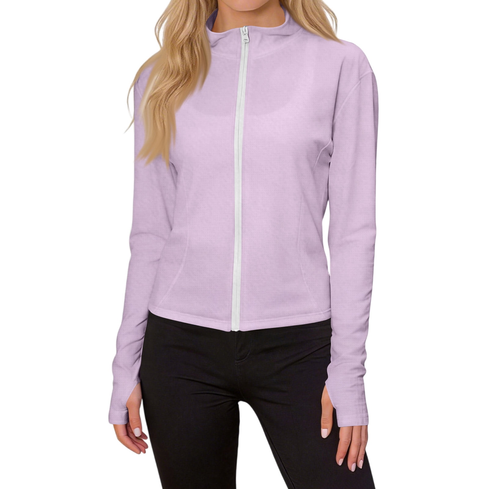 Sun Protection Women's Full Zip Stand Collar Jacket Long Sleeve Thumb ...
