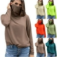 thumbnail image 1 of Sun Protection Women's Long Sleeve Top Shirt Blouse with Face Mask, Breathable Lightweight Uv Guard, Casual Summer Beach Vacation Outdoor Travel | CSEONE,Army Green XL, 1 of 8