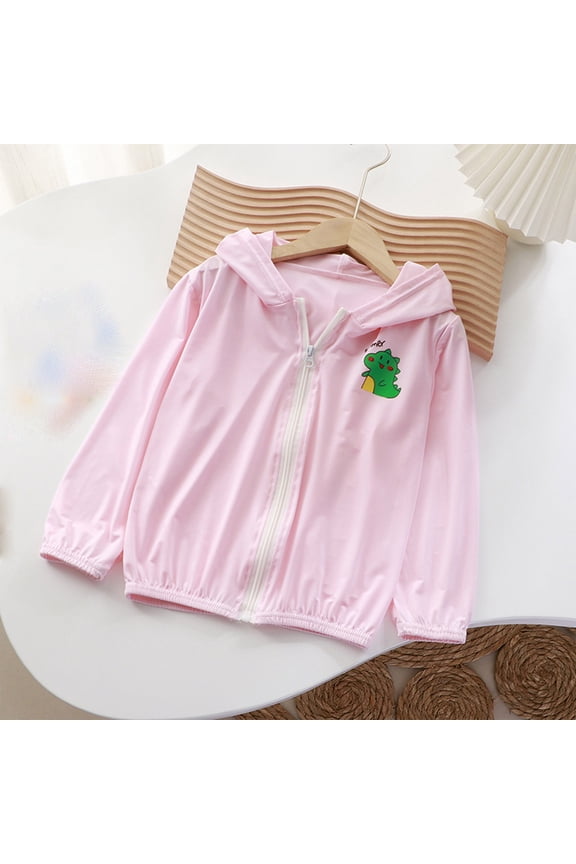 Sun Protective Jackets Toddler Girls Cute Ruffle Mesh Lining Zipper Lightweight Outwear Coat with Pocket Fashion New Butterfly Print Long Sleeve Hooded Zipper Coat for Toddler Kids Pink 2-3 Years