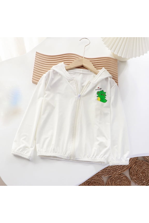 Sun Protective Jackets Toddler Girls Cute Ruffle Mesh Lining Zipper Lightweight Outwear Coat with Pocket Fashion New Butterfly Print Long Sleeve Hooded Zipper Coat for Toddler Kids White 7-8 Years