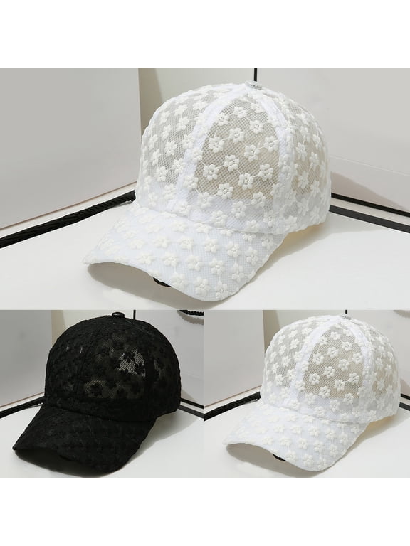 Sun Protective Lace Baseball Cap Casual Hollow Out Breathable Hat for Daily Wear