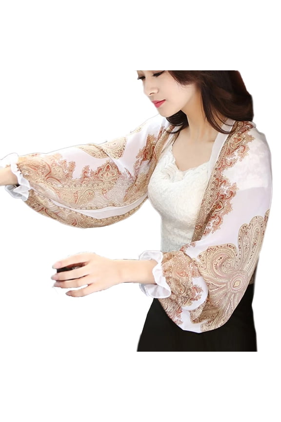 Sun Protective Shawl with Flared Sleeves Cooling Arm Sleeve Covers Breathable Sun Blocking Wrap Shawl for Outdoor Travel