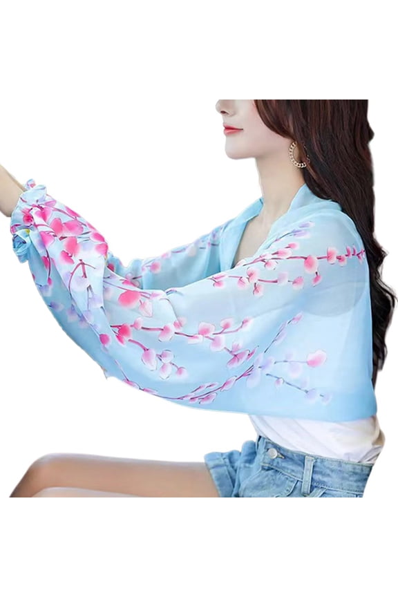 Sun Protective Shawl with Flared Sleeves Cooling Arm Sleeve Covers Breathable Sun Blocking Wrap Shawl for Outdoor Travel