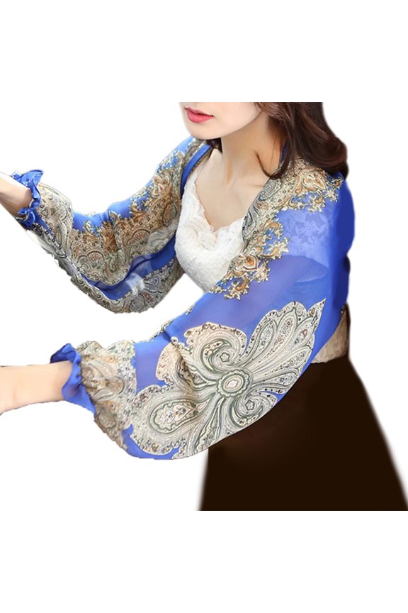 Sun Protective Shawl with Flared Sleeves Cooling Arm Sleeve Covers Breathable Sun Blocking Wrap Shawl for Outdoor Travel