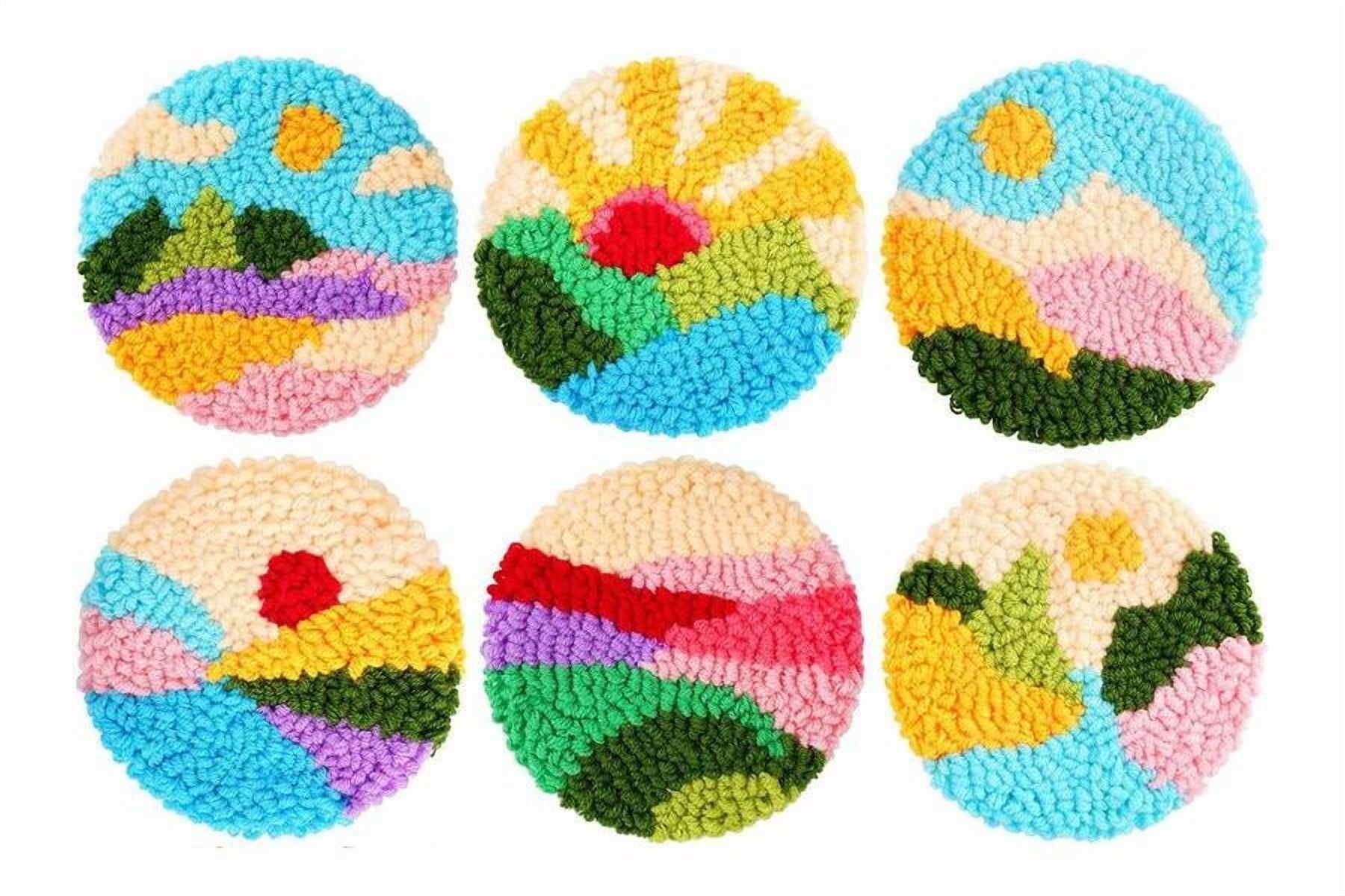 Sun Punch Needle Coasters Kit,6-pattern punch needle Needle Coasters Kit ,Punch Art for Beginners,Suitable for Home Decoration