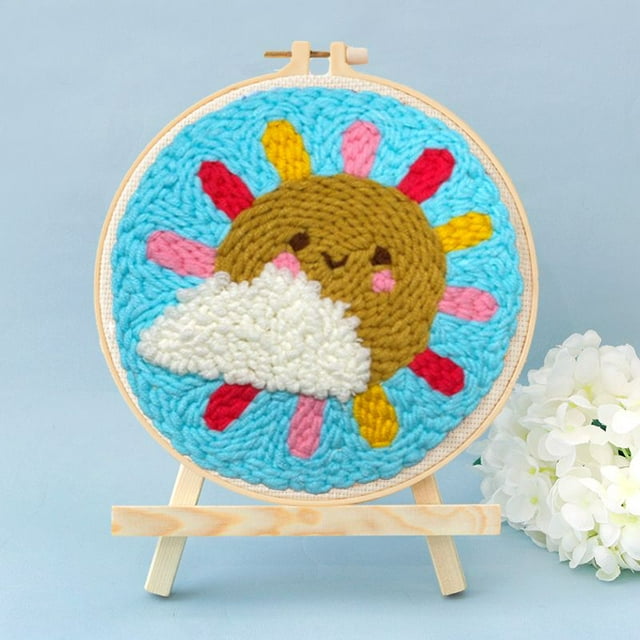 Sun Punch Needle Kits Adults Beginner, Handcraft DIY Craft Hoop Kit with Instructions Home Decor