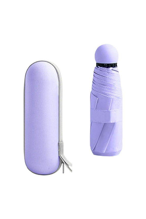 Sun Rain Umbrellas Outdoor Activities Mini Folding Umbrella Compact Umbrella Violet with Case