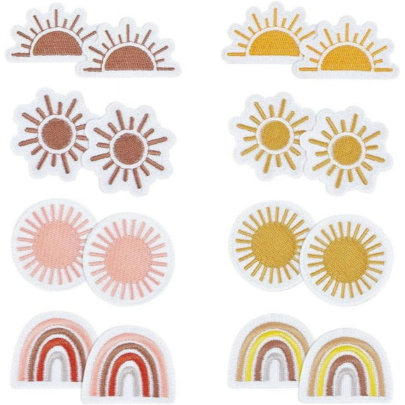 Sun Rainbow Iron on Patches Sew On/Iron On Patches Applique Sun Rainbow Applique Patch Christmas Patches for Hats Jeans Dress DIY Craft