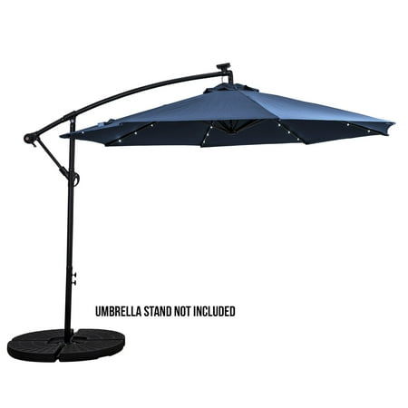 Sun Ray - 10' Offset Aluminum Solar Umbrella - Denim Blue