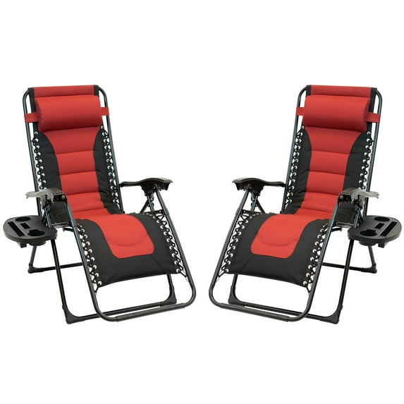 Sun-Ray 2pc Padded Zero Gravity Chair Set - Red & Black