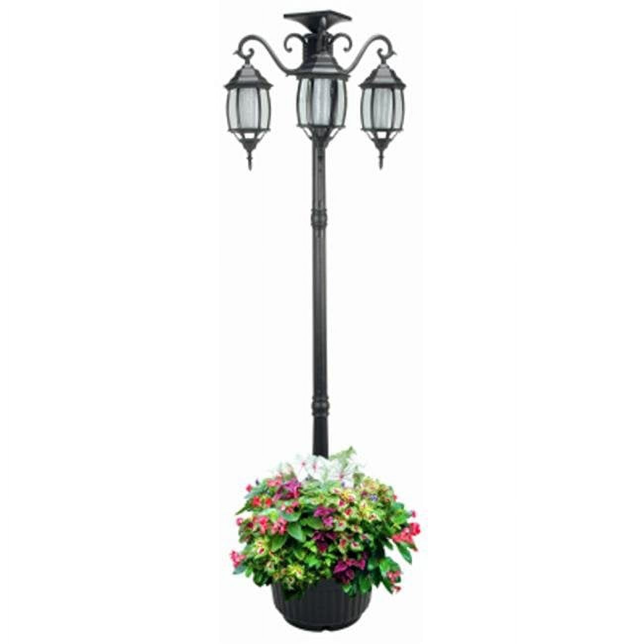 Sun-Ray 352013 Madison 3-Light Integrated LED Solar Lamp Post &amp; Planter, Black