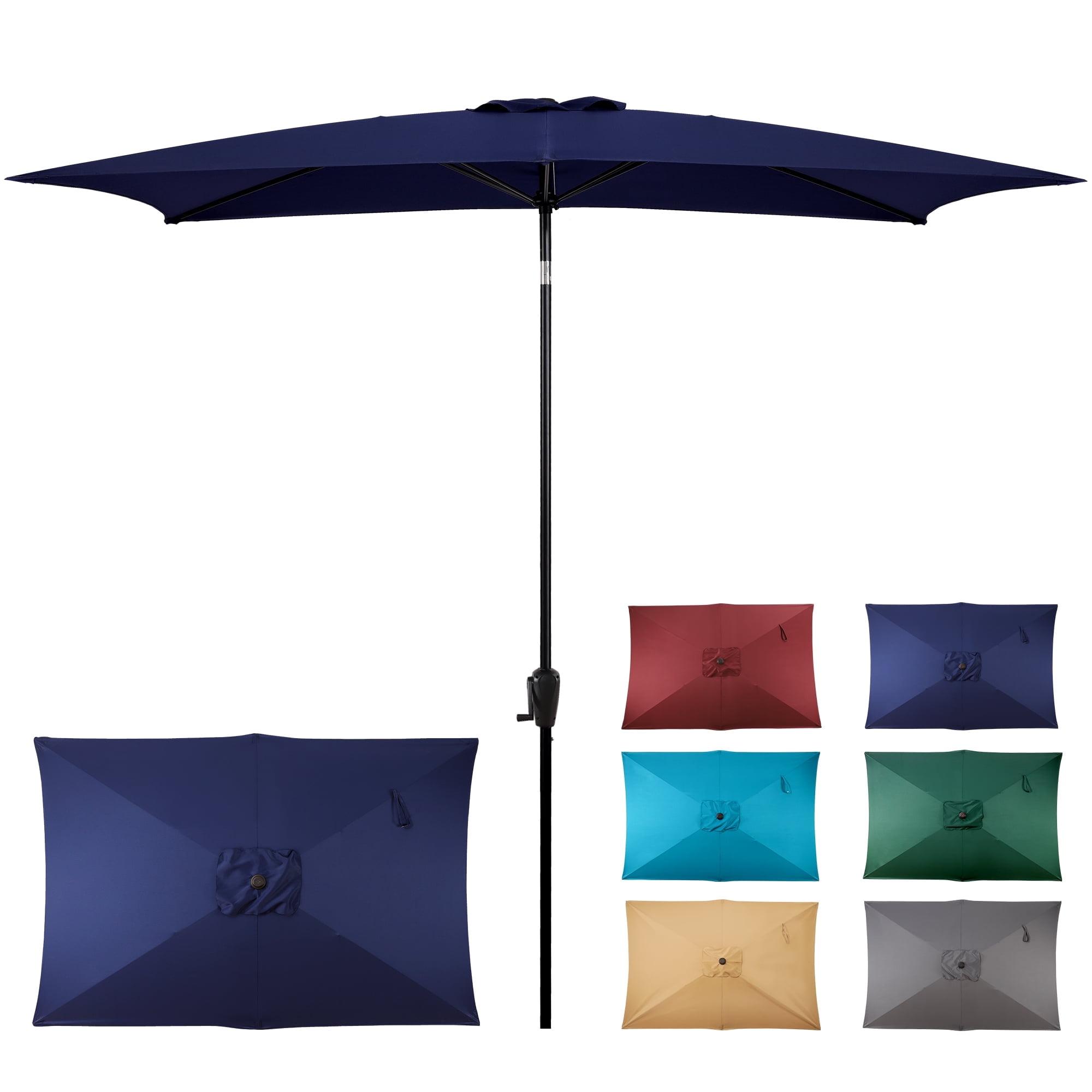 Sun-Ray Rectangular Patio Umbrella, 6.6x10 FT, Navy Solution-Dyed ...