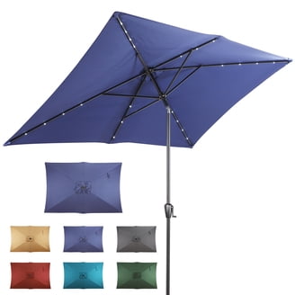 aegean blue rectangular patio umbrella AreShark 8'x10' 2 Tiers a removable cap for easy cleaning Orion Navy Blue Cream Piping