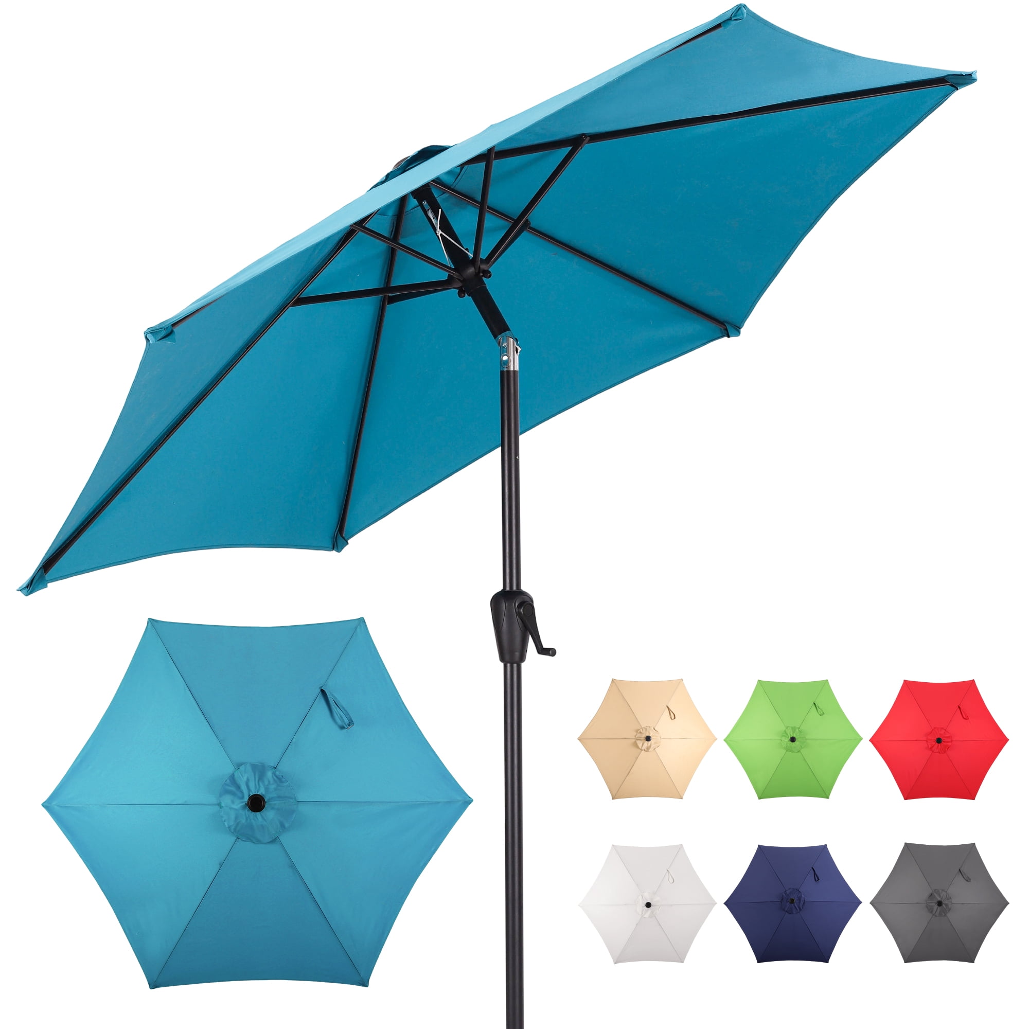 best patio half umbrella Round Outdoor Umbrella Turquoise / 11FT 40oz Colossus Size:57cm (22